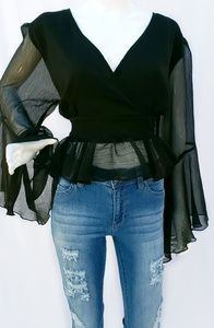 Bell Ruffle Sleeve Blouse